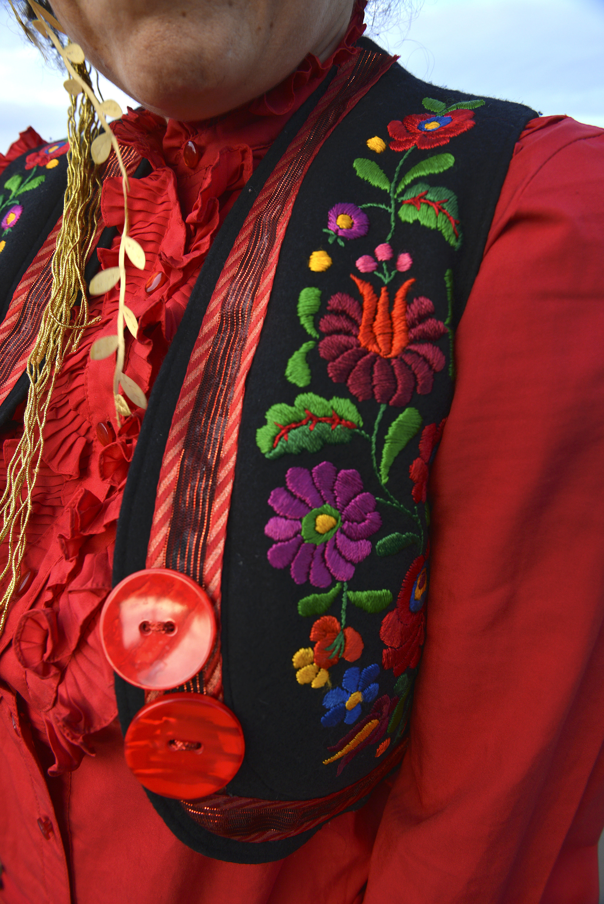 Black Hungarian Embroidered Floral Vintage Embellished Vest